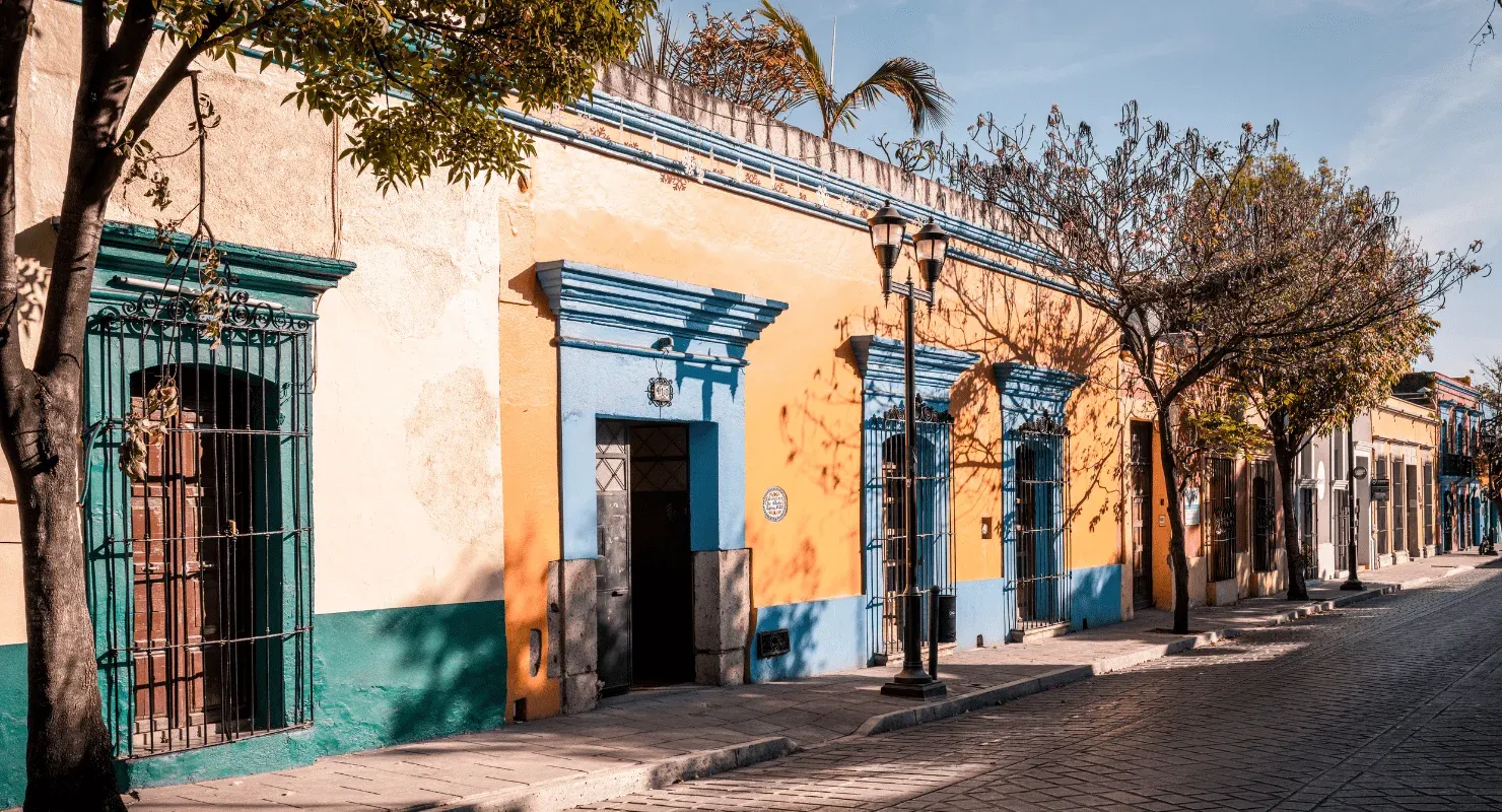 Colorful street in Oaxaca City, Mexico